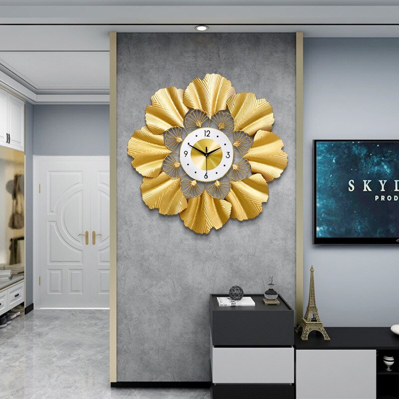Mechanism Luxury Gold Wall Clock Large Living Room Silent Metal Bedroom Wall Clock Modern Design Reloj De Pared Home Decoration 4