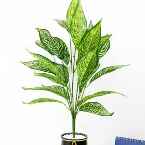 75cm 26 Leaves Tropical Large Artificial Plants Fake Monstera Plastic Palm Tree Green Zebra Leaf For Home Garden Festival Decor 1