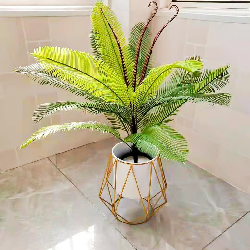 55/62cm Large Artificial Palm Tree Fake Plants Plastic Leafs Branch False Coconut Tree For Home Garden Wedding DIY Outdoor Decor 1