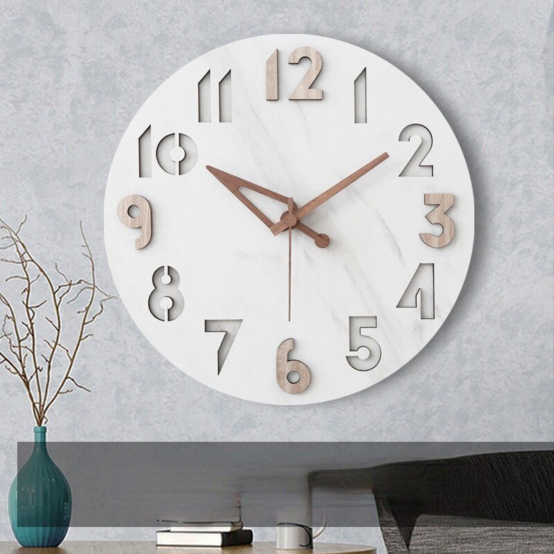 Minimalist Nordic Wall Clock Living Room Large Silent Wooden Wall Clock Modern Design Reloj Pared Grande Home Decor LL50WC 3