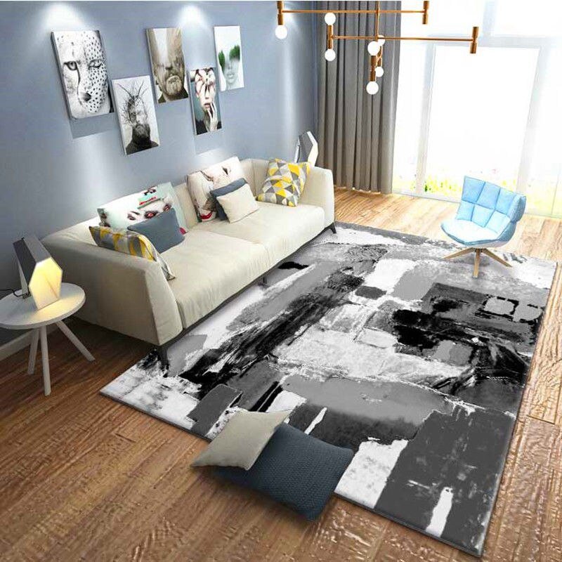 Home Decoration Living Room Carpet Nordic Geometric Printing Rug Modern Absorbent Non-slip Bathroom Mat Bedroom Bedside Carpets 3