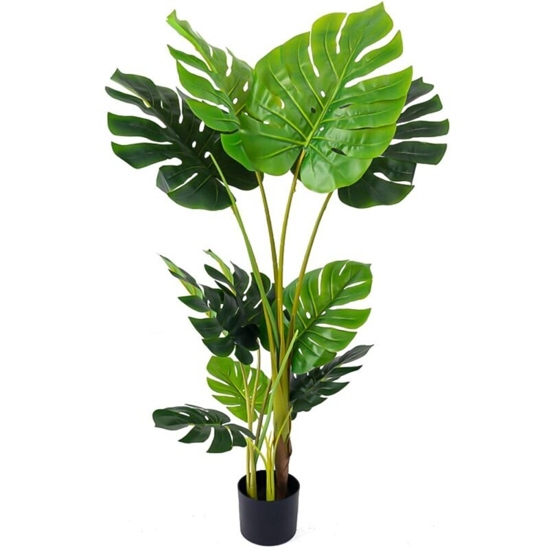 90-170cm Large Artificial Monstera Potted Tropical Fake Plants Green Big Leafs Plastic Tall Palm Tree For Home Garden Shop Decor 4
