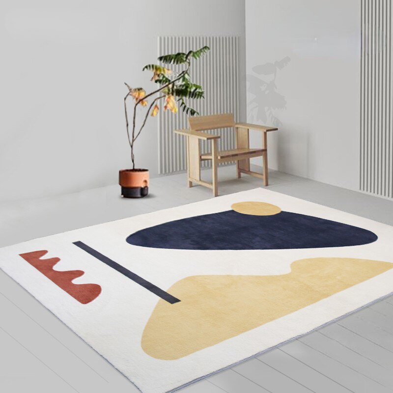 Simple Bedroom Study Carpet Geometric Sofa Coffee Table Mat Home Art Abstract Living Room Thickened Carpets Hotel Decorative Rug 2