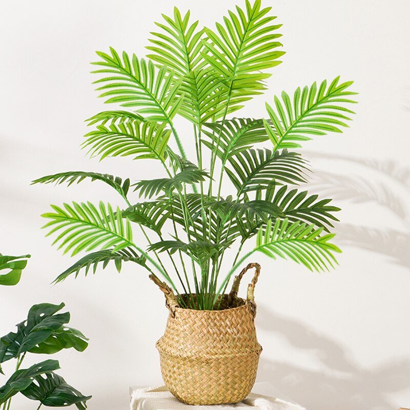 65/82cm Large Artificial Palm Tree Tall Fake Plants Tropical Monstera Branch Green Plastic Leaves For Home Garden Outdoor Decor 1