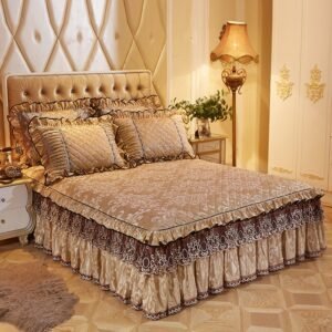 160X200cm Fleece Quilted Bedspread Bedskirt Twin Queen King size Bed sets Bedsheet Bed cover parure de lit adulte ropa de cama 1