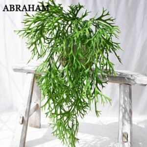 80cm Artificial Staghorn Fern Vine Fake Grass Rattan Plastic Plant Wall Hanging Autumn Decoration Ivy Pine Grass Vine for Xmas 1