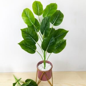 55cm 12 Heads Tropical Monstera Artificial Plants Fake Palm Tree Plastic Leafs False Turtle Leaves For Home Garden Party Decor 1