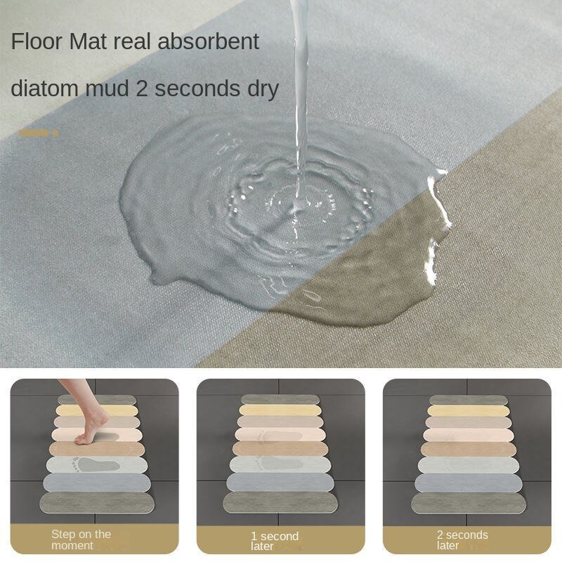 Morandi Color Ice Stick Absorbent Bathroom Floor Mat Toilet Foot Mats Non-slip Dirt-resistant Solid Color Diatom Mud Carpet 6