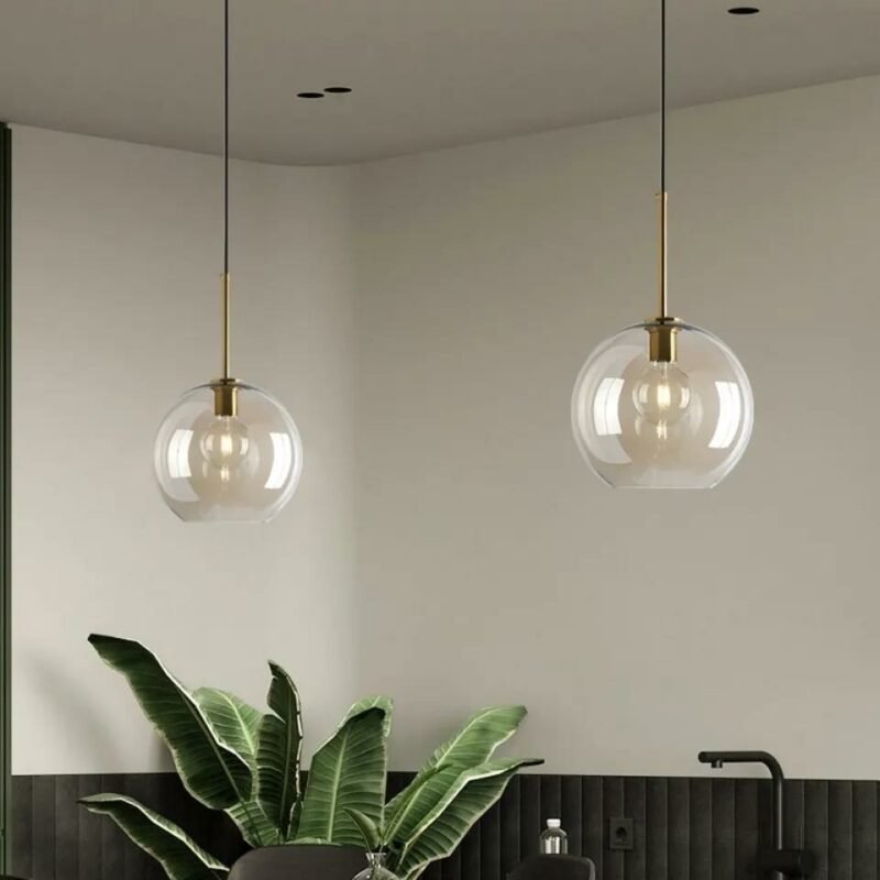Modern Dining Table Bedroom Bedside Glass Lustre Pendant Lamp Industrial Indoor Lighting Decor Fixture Loft LED Hanging Light 3