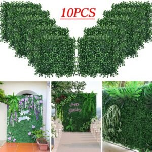 15Pcs Artificial Plant Lawn Fake Grass Carpet Backdrop Wall Hanging Eucalyptus Leaf Mat Vegetation For Home Garden Wedding Decor 1