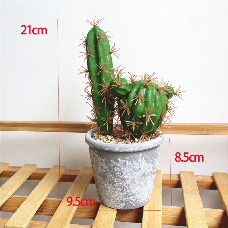 2pcs/Lot Desktop Plants Artificial Monstera Bonsai Fake Tree In Pot Foam Cactus Desert Thorn Ball For Home Garden Bathroom Decor 2