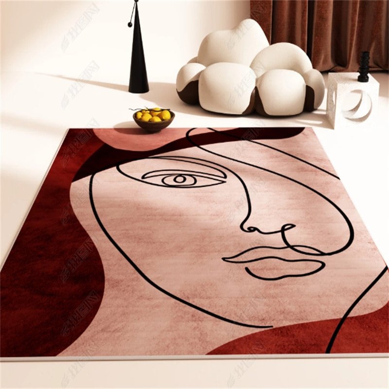 Retro Light Luxury Living Room Sofa Coffee Table Carpet Abstract Bedroom Bedside Soft Rug Modern Hotel Homestay Decoration Rugs 4