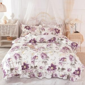 Garden Floral Printed Duvet Quilt Cover Girls Farmhouse Bedding set 100%Cotton Bedding Set Bed Sheet Pillowcase Queen King 4Pcs 1
