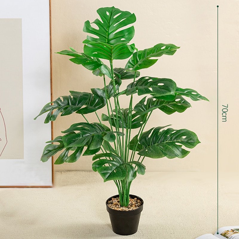 70cm 18 Forks Large Artificial Monstera Plants Fake Palm Tree Plastic Turtle Leaves Green Tall Plants For Home Garden Room Decor 5