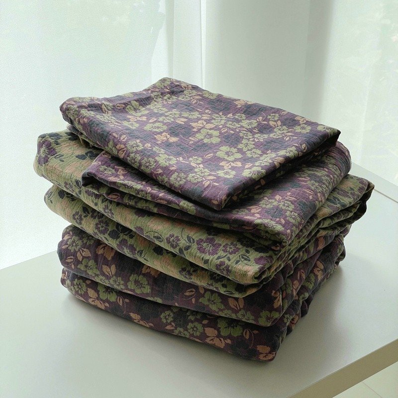 Shabby Chic Purple Floral Duvet Cover Queen 100%Cotton Yarn Soft Breathable Duvet Cover 4 Pcs Set with 1 Bed Sheet 2 Pillowcases 1