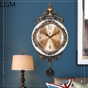 Modern Pendulum Wall Clock Vintage Big Round Wall Clock Quartz Silent Aesthetic Nordic Design Duvar Saati Home Decor XFYH 1