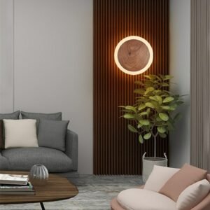 Walnut Wall Light For Bedroom Bedside Living Room Kitchen Hotel Corridor Staircase Led Acrylic Lampshade Round Solid Wood Lamps 1