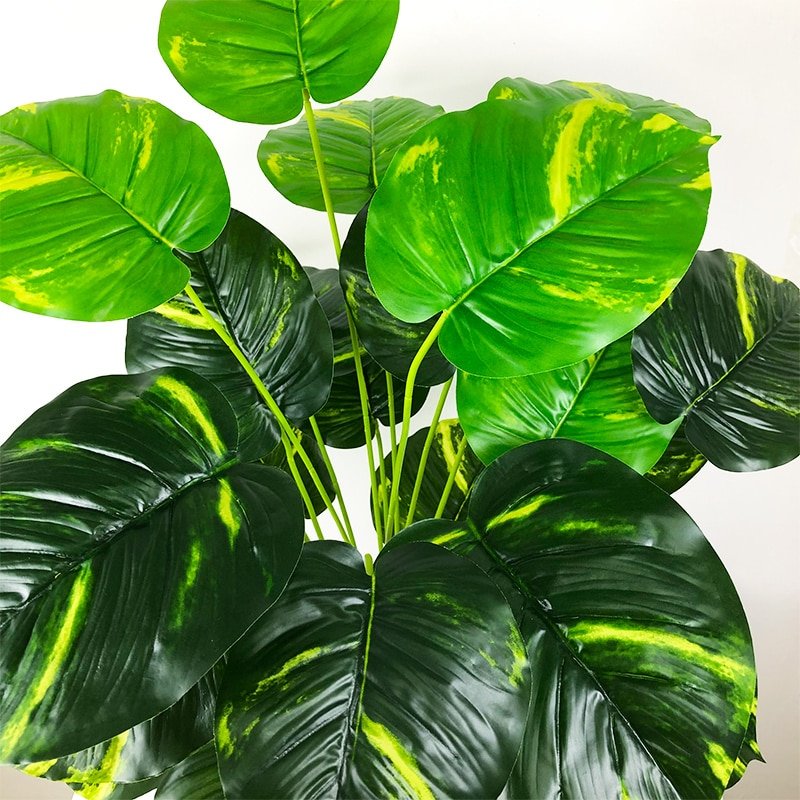 75cm 24 Heads Large Artificial Plants Fake Monstera Tropical Tree Plastic Palm Leaf Real Touch Turtle Leaves For Home Shop Decor 5