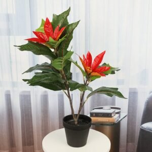 35-58cm Tall Desktop Potted Artificial Plants Plastic Tree Branch Fake Christmas Flower Tropical Monstera For Home Garden Decor 1