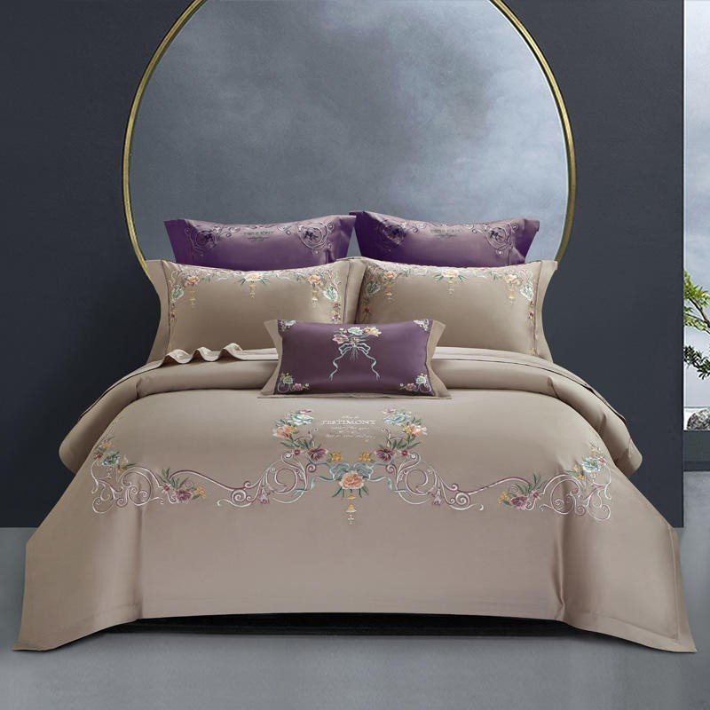 Premium 600TC Egyptian Cotton Soft Silky Duvet Cover set Luxury Embroidery Flowers Botanical Bedding set Bed Sheet Pillowcases 1