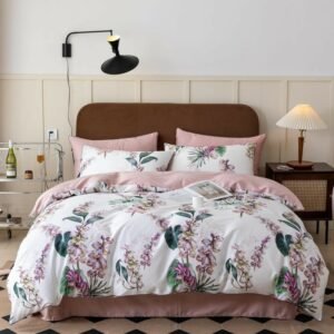 Vintage Flowers Leaves Reversible Duvet Cover Set 600TC Egyptian Cotton Premium Soft Family Bedding set Bed sheet Pillowcases 1