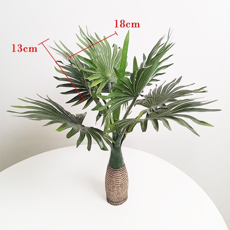 40cm 8 Head Tropical Palm Tree Artificial Plants Fake Potted Tree Branch Silk Leaf Small Desktop landscape For Home Office Decor 6