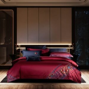 4/6/9Pcs Luxury Soft 1000TC Egyptian Cotton Premium Wine Red Bedding sets Double US King Super King Duvet Cover Pillowcase Sheet 1
