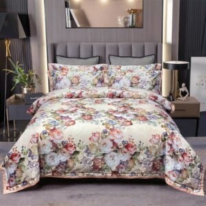 Vintage Chic Flowers Vibrant Blossom Bedding 1Duvet Cover+1Flat Sheet+2Pillowcases Cotton Satin Gorgeous Soft Easy care not fade 1