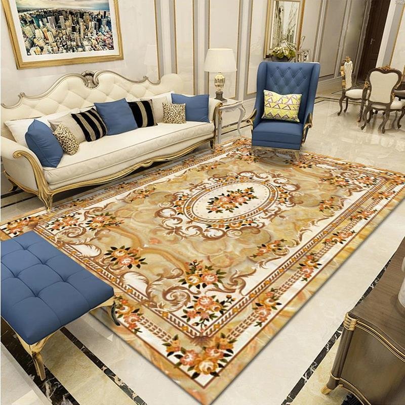 High-end Persian Living Room Rug Turkey Printed Floral Style Bedroom Bedside Carpet Home Decoration Sofa Coffee Table Carpets 4