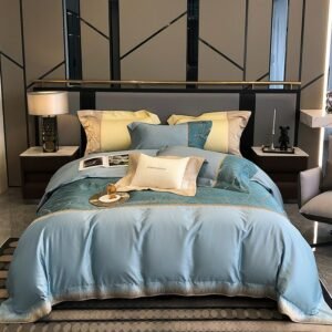 Chic Luxury Embroidery Patchwork Duvet cover 1000TC Egyptian Cotton Ultra Soft Bedding Set Double Queen King Fitted Sheet Pillow 1