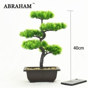 40cm 5 Fork Large Artificial Pine Tree Bonsai Plastic Tree Potted Real Touch Plants With a Pot For Home Office Garden Decoration 1