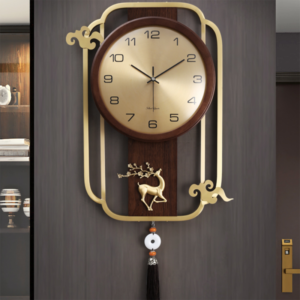 Mechanism Luxury Chinese Wall Clock Living Room Large Silent Wooden Wall Clock Modern Design Reloj Pared Grande Home Decor 1