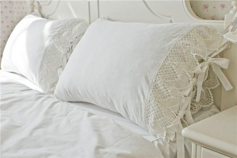 4Pieces Chic Lace edge Duvet Cover Bedskirt Set 100%Cotton Soft Bright White Twin Queen King Size Princess Girls Bedding set 6