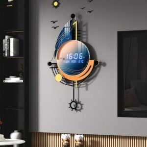 Retro Crystal Big Wall Clock Modern Design Nordic Giant Mechanism Wall Clock Mechanic Metal Reloj De Pared Modern Home Decor 1