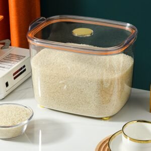 5kg/10kg Grain Rice Storage Container Cereal Dispenser with Lid Measure Cup Dry Food Flour Bucket Kitchen Organizer Cabinet 1