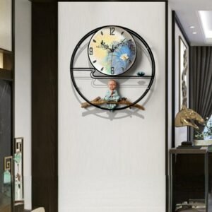 Chinese Buddha Wall Clock Living Room Creativity Large Silent Wall Clock Modern Design Reloj De Pared Metal Wall Art LL50WC 1