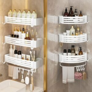 Bathroom Shelf Makeup Organizer Aluminum Alloy Shampoo Storage Rack Shower Shelf Bathroom Accessories No Drilling Wall Shelf 1