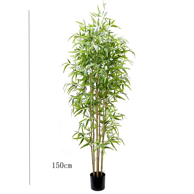 70-150cm Large Artificial Bamboo Tree Silk Plants Leaves Tropical Tall Bamboo Potted For Home Living Room Garden Corridor Decor 6