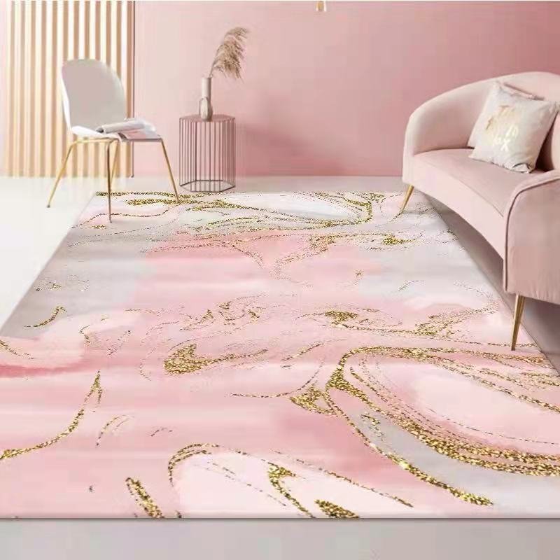 Nordic Style Sofa Coffee Table Mat Pink Cute Living Room Rug Girl Bedroom Bedside Rugs Simple Abstract Large Area Non-slip Mats 3