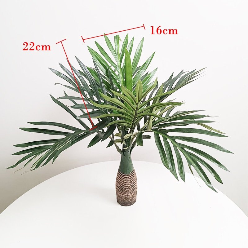 40cm 8 Head Tropical Palm Tree Artificial Plants Fake Potted Tree Branch Silk Leaf Small Desktop landscape For Home Office Decor 4