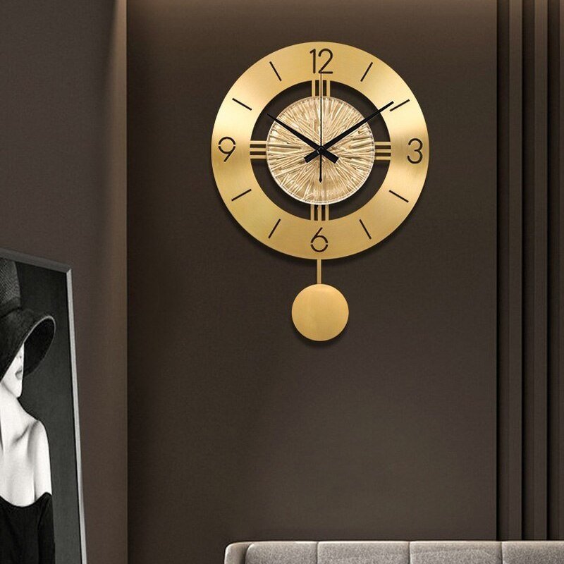 Nordic Wall Clock Living Room New Design Pure Copper Modern Minimalist Quartz Luminous Clock Home Decore Reloj Mural Pared XFYH 2