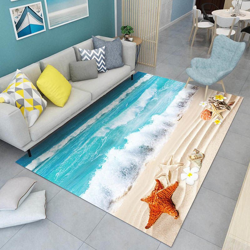 Home Decoration 3D Ocean Carpet Bedroom Bedside Carpets Living Room Rug Coffee Table Mats Kitchen Anti-slip Dirt Resistant Rugs 3