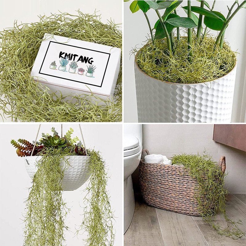 85-100cm Hanging Vines Long Artificial Plants Rattan Fake Air Grass Green Moss Ivy Plastic Creeper Leaves For Home Garden Decor 2
