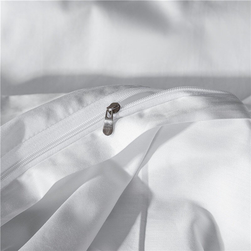 Luxury Hotel 100%Cotton Soft Duvet Cover with Embroidery Trim White Grey Queen King size 4/6Pcs Bedding set Bed Sheet Pillowcase 4