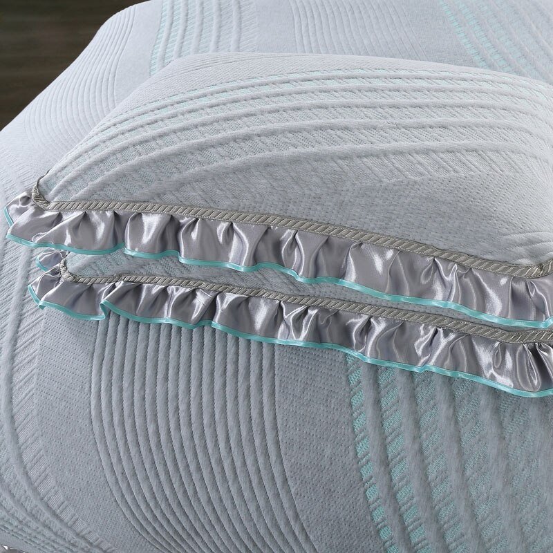 Cotton Silver Grey Bedspread Bed Cover set Luxury Bedding set Queen King size Mattress Cover colchas para cama couverture de lit 4
