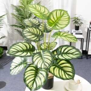 65cm 18Leaves Fake Monstera Tree Large Artificial Plant Plastic Turtle Leaf Tropical Palm Tree Branch For Home Garden Desk Decor 1