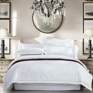 800TC white egyptian cotton satin jacquard bedding set King Queen size luxury hotel  4pcs bedsheet flat sheet duvet cover set 1