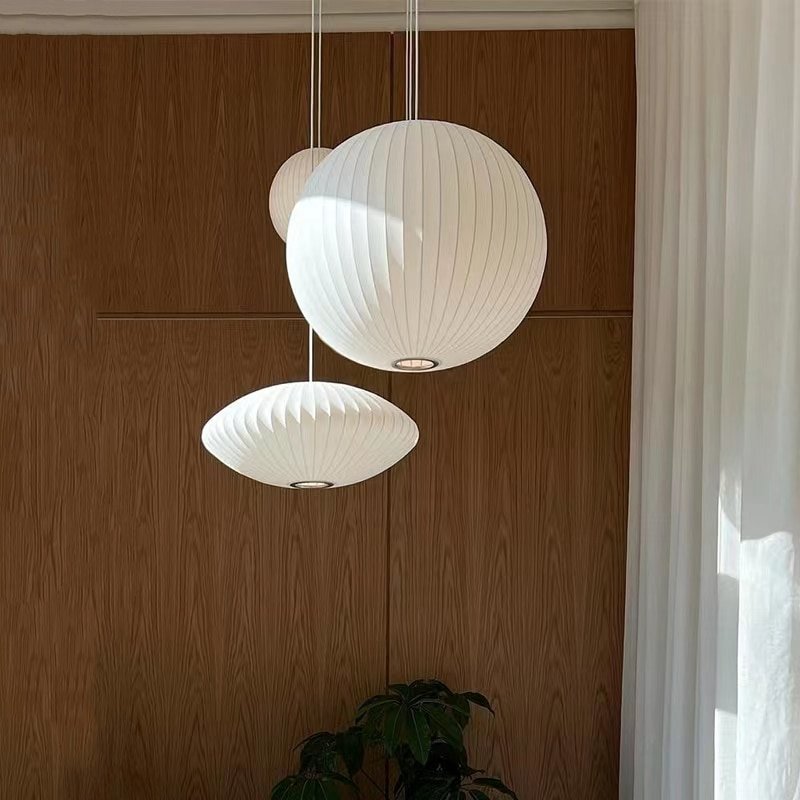 New Design Minimalist White Silk Lantern Pendant Light For Bedroom Living Room Corridor E27  Chandelier Multiple Choices 1