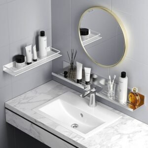 Bathroom Shelf Shampoo Holder Makeup Organizer Aluminum Alloy Shower Shelf Without Drill Wall Shelf Bathroom Accessories 1