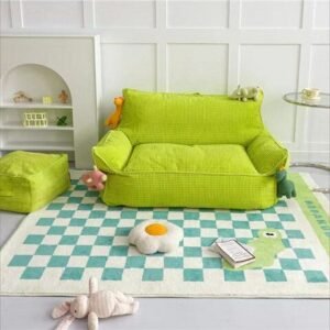 Retro Checkerboard Carpet Bedroom Girl Bedside Rug Imitation Cashmere Living Room Large Carpets Fluffy Soft Thickened Study Rugs 1